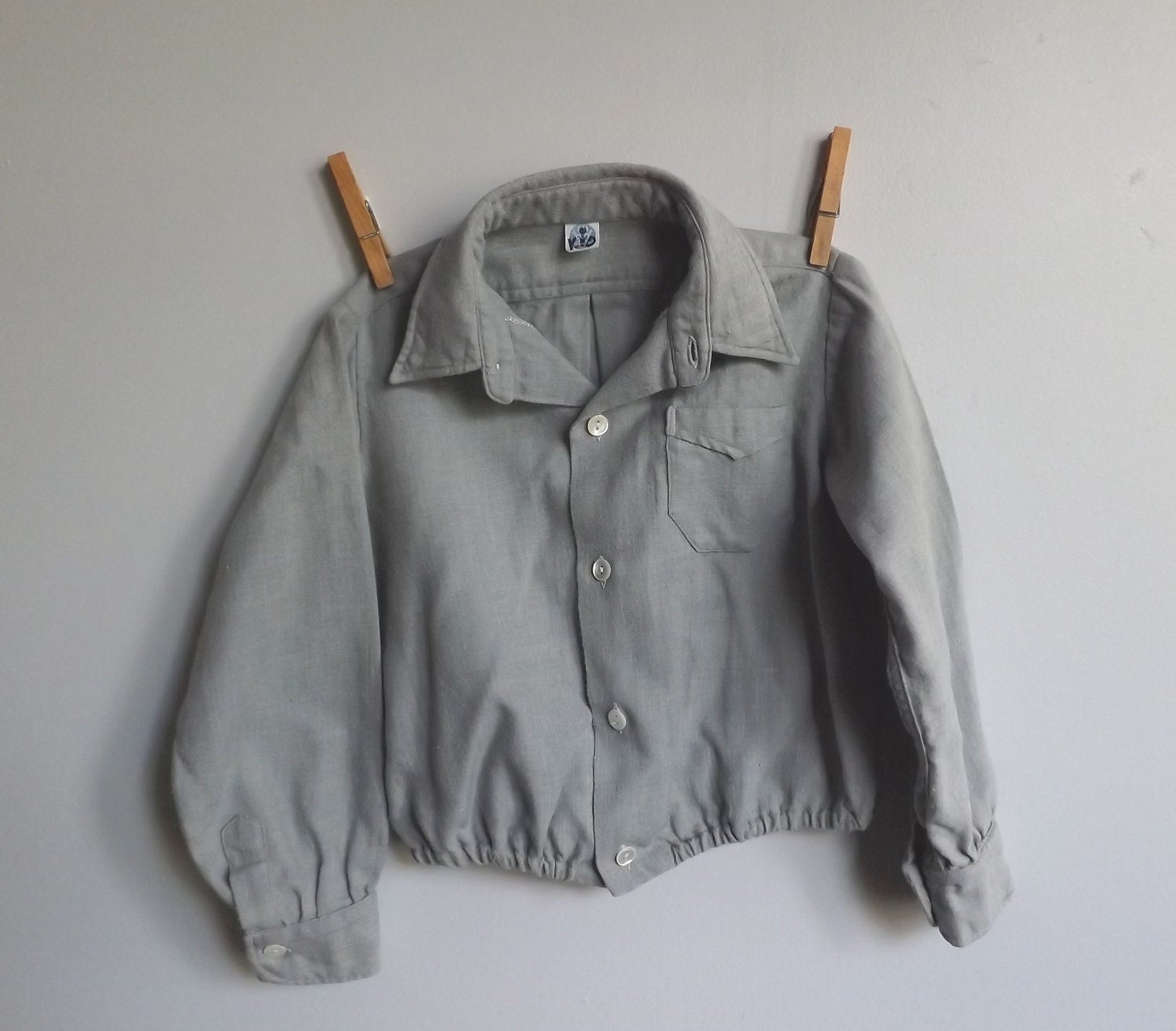 SALE Boy's Vintage 1950s gray flannel shirt, was USD 14.00