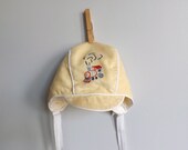 Vintage 1950s corduroy train baby hat