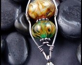 Beadworx - Lampwork and Sterling Silver Pendant - Echoes of Autumn