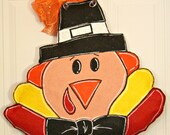 Thanksgiving Turkey Burlap Door Hanger Decoration HUGE Fall Autumn