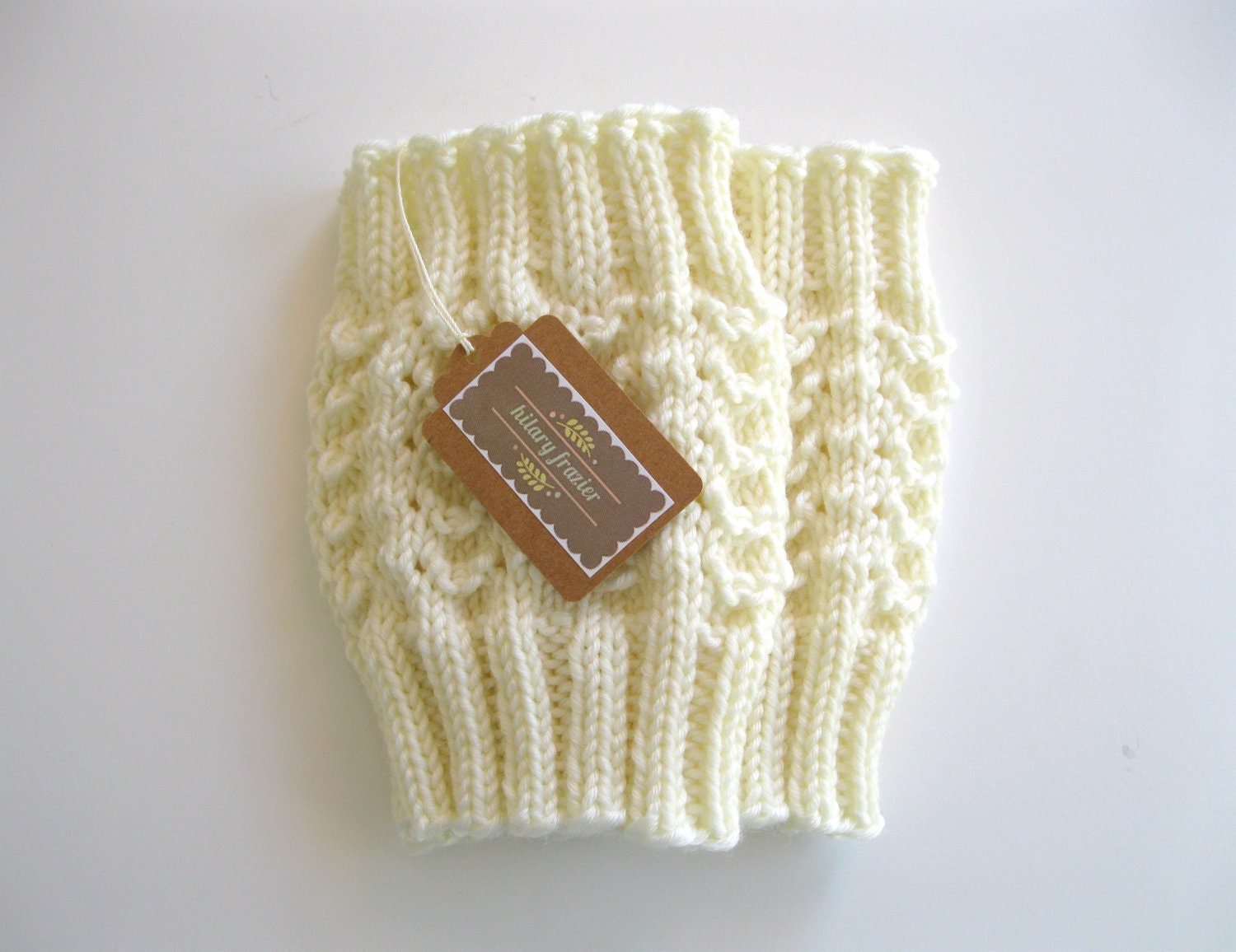 Knitted Boot Cuffs - Cream Knit Boot Cuffs - Leg Warmers - Cream - Boot Toppers - Knit Boot Socks