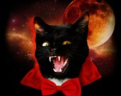 Space tshirt, halloween tee, dracula shirt, cat tshirt, kitty, Black Mens Tee Available S-2XL