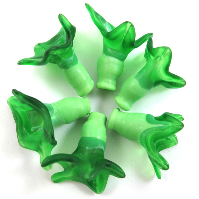 Handmade Lampwork bead glass - Lampwork beads set - Thimble Bell Beads (6) SRA