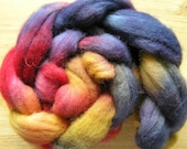 124g 4.3oz wool and nylon top roving, Tie Dye
