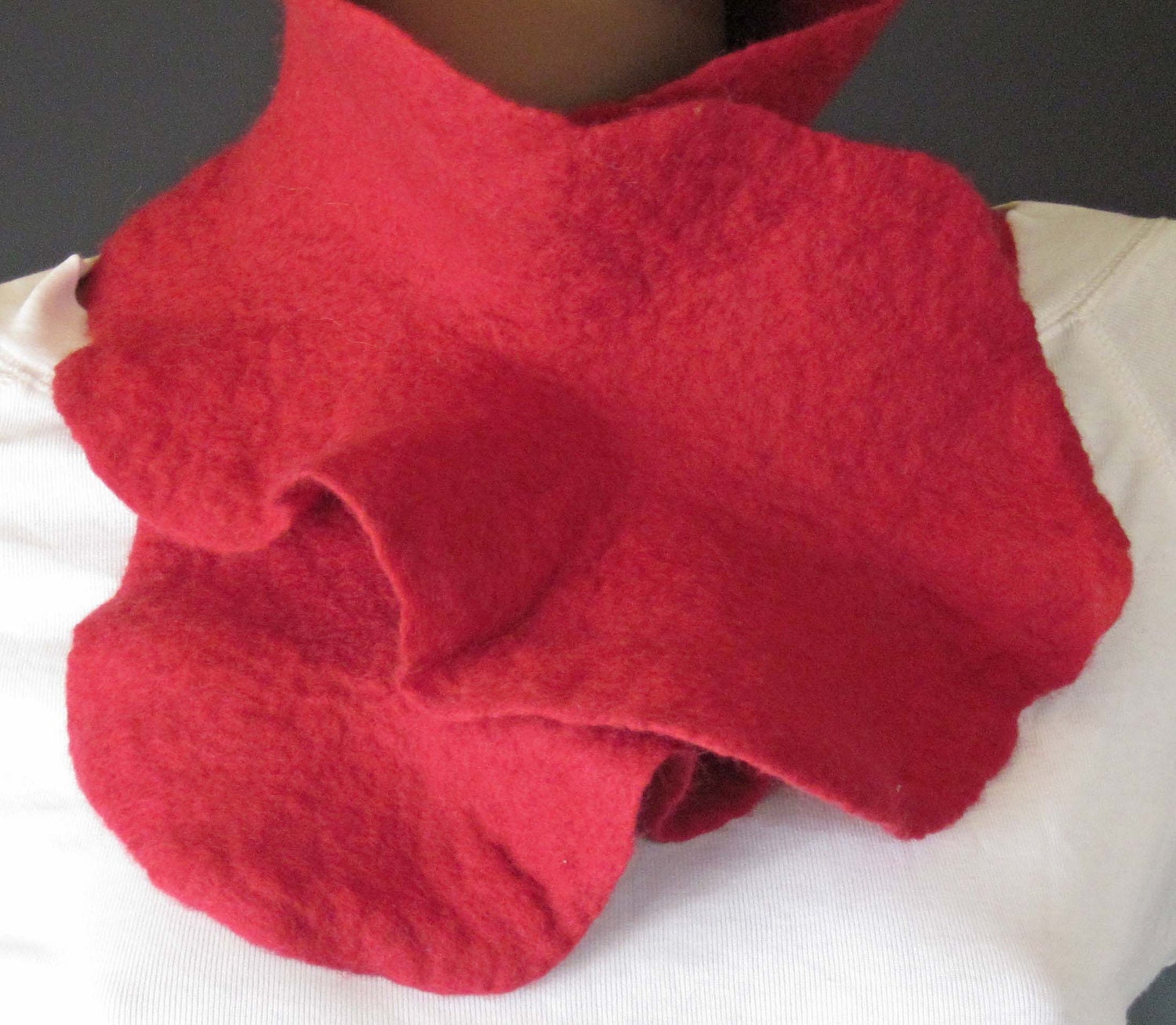 Flamenco Felted Scarflette Crimson Red