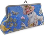 The Lady of the Roses. Bohemian Cats LARGE clutch/shoulder bag in dupion and satin. Unique, designed by Baba Studio.