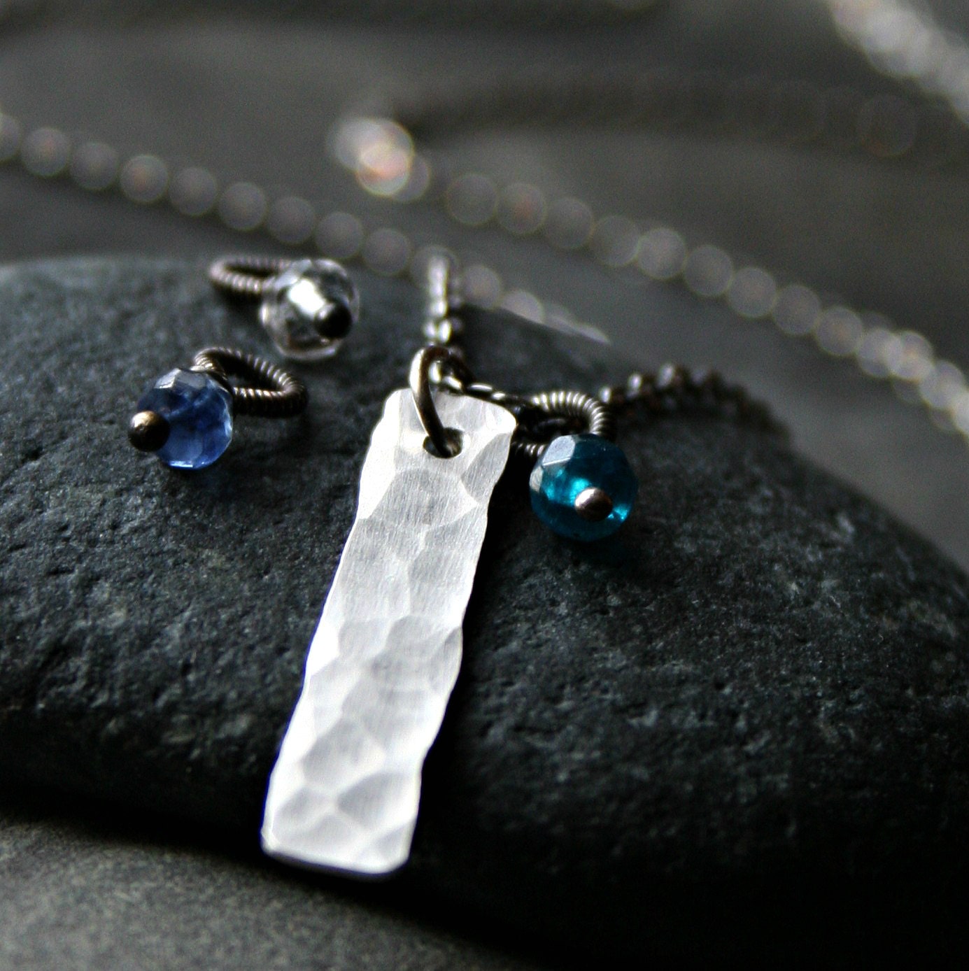 Custom Hand Hammered Sterling Silver Bar Necklace - HEWN
