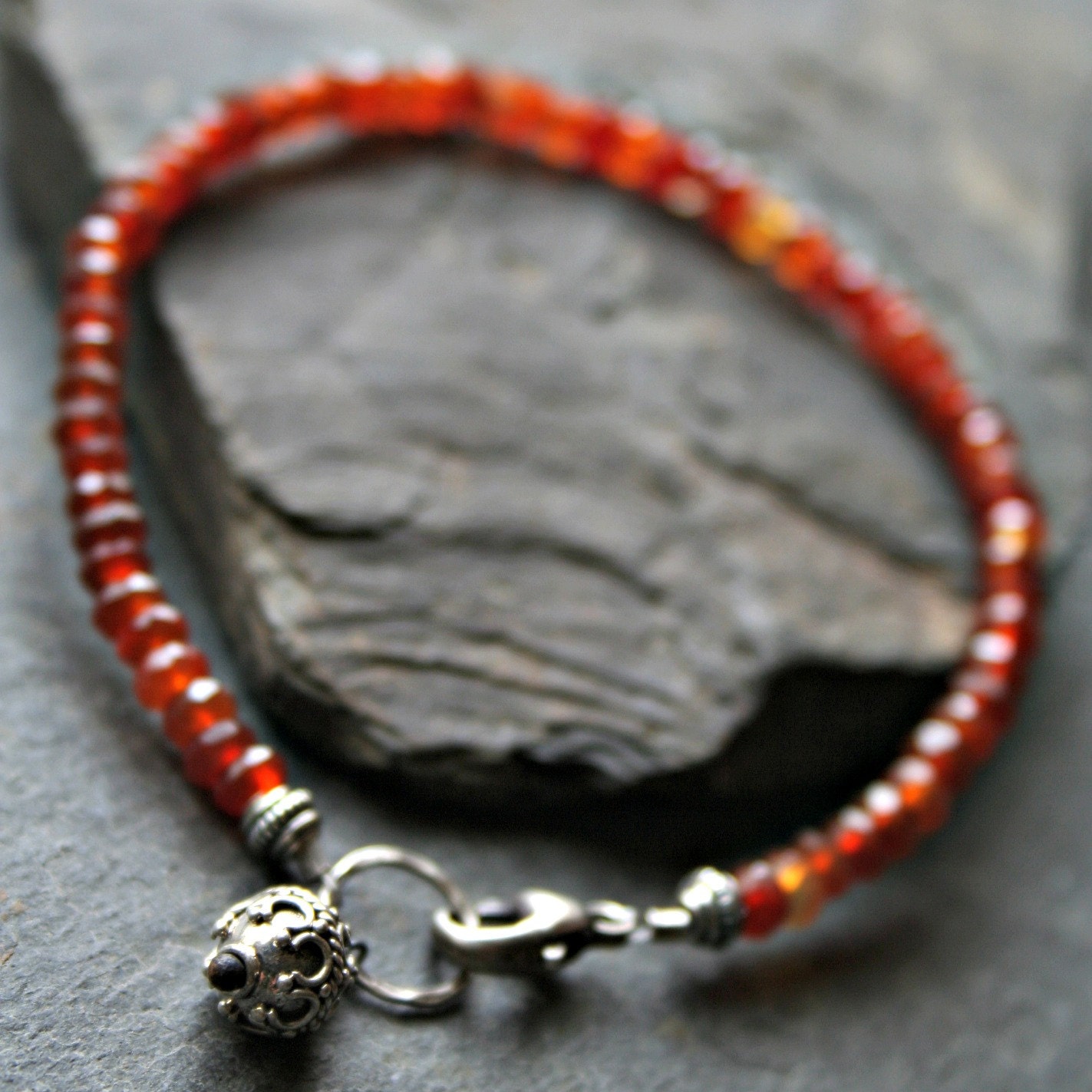 Rust Orange Carnelian Gemstone Bracelet, Fall Fashion - MARRAKESH