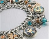 Cleopatra Charm Bracelet, King Tut Silver Charm Bracelet,  Egyptian Jewelry, Queen of the Nile