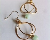 Tiny Chic and Unique hoop with Powder Blue Amazonite cube