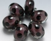 Purple and Black Polka Dot Handmade Lampwork Glass Bead Set