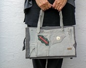 Unique Recycled Gray Leather Bag. Leather Shoulder Bag. Leather Handbag. Leather Purse. Women's Bag. Vintage German leather Lederhosen