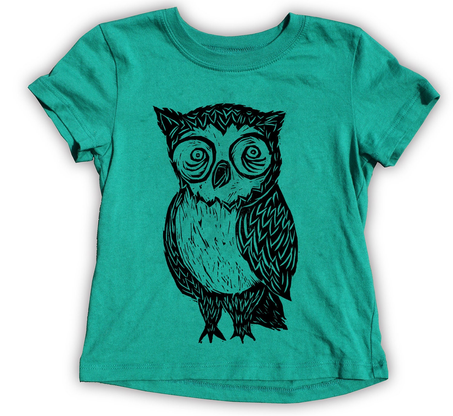 Owl  woodblock printed kids T shirt