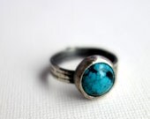Sterling Silver Turquoise Ring with Hidden Heart