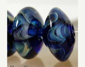 ON SALE 20% OFF Ocean Wave Discs , lampwork glass beads in different blue and green shades , glass beads by Beadfairy Lampwork, Sra