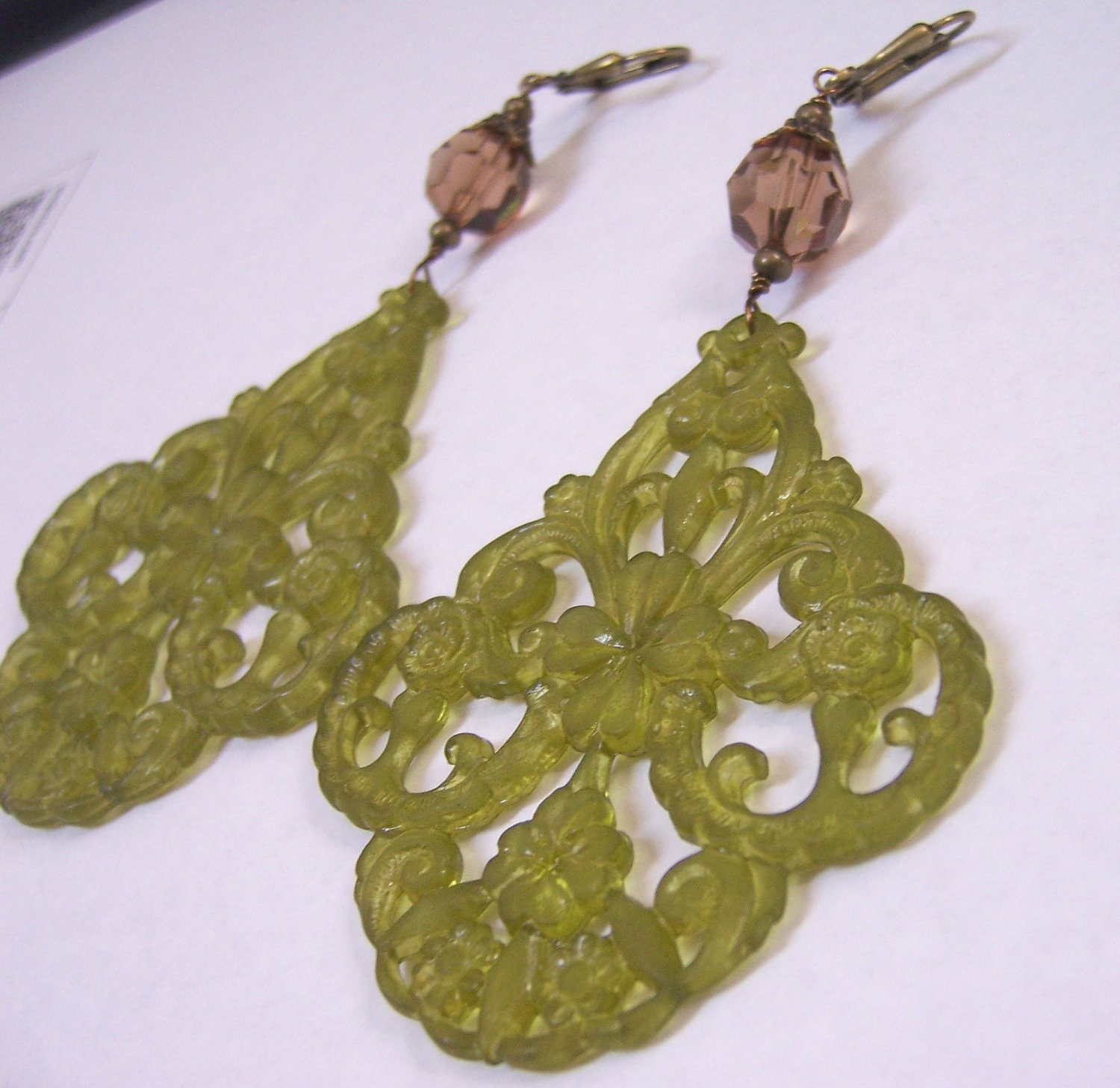 Large Floral Chandelier Earrings with Swarovski Crystals