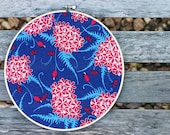 Red & Blue Floral - Modern Hoop Art