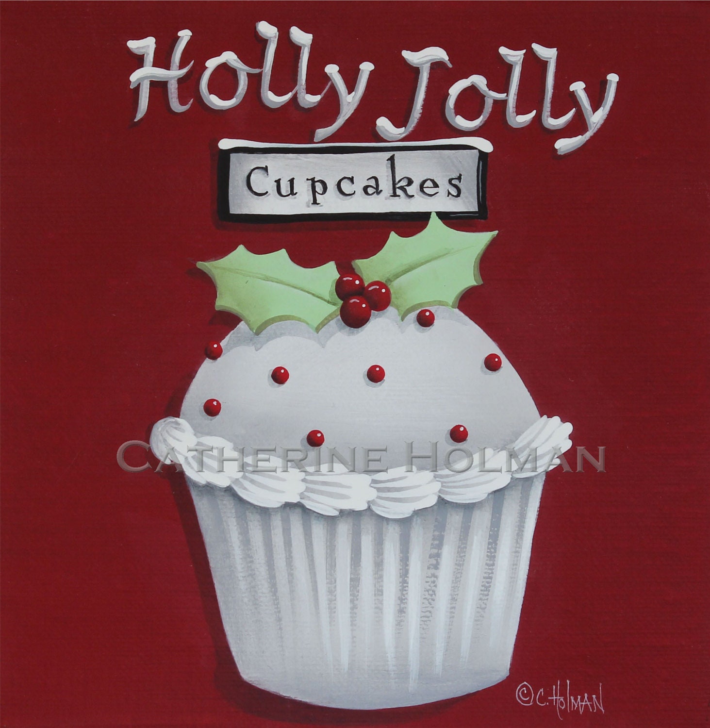 Cupcake Print Holly Jolly Cupcakes