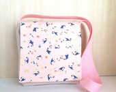 Little Girls Handbag - Pink & Blue Penguins - Messenger Bag Satchel Handbag