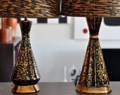 His & Hers Pair of Mid Century Leopard Print Luxe Lamps