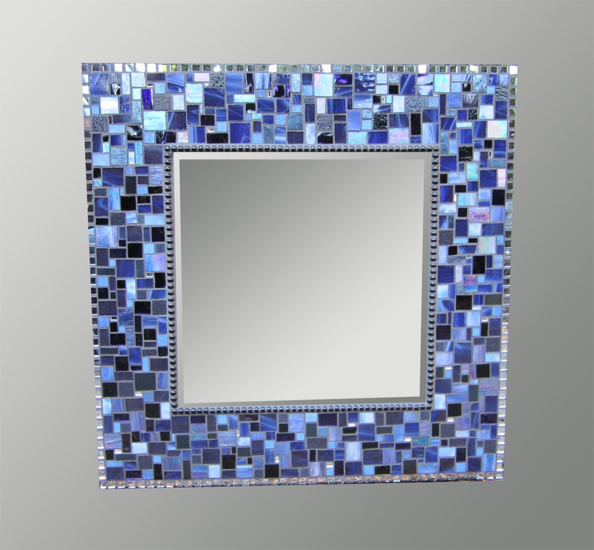 Hand cut Purple Stained Glass Mosaic Mirror