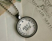Custom Postmark Necklace - Personalized Necklace - Custom Names Custom Date Custom Location for Wedding Date Anniversary Birth Date