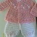 Crocheted set for baby girls 12- 18 months Baby pink cardigan and white bloomers SO CUTE