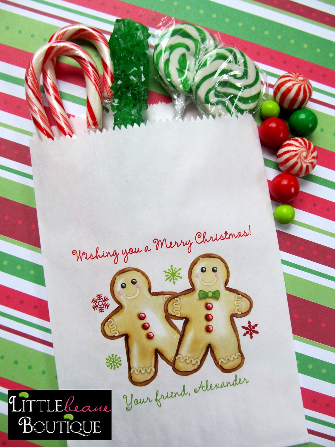 Christmas Candy Bags, Gingerbread Cookies, Snowflakes, Personalized, Treat Bags, Favor bags,Candy Buffet, Sweets, Treats, Set of 24 Il_570xn