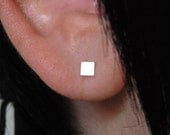 All Things Considered - D.I.Y. No.11 - geometric single mini square sterling silver stud earring