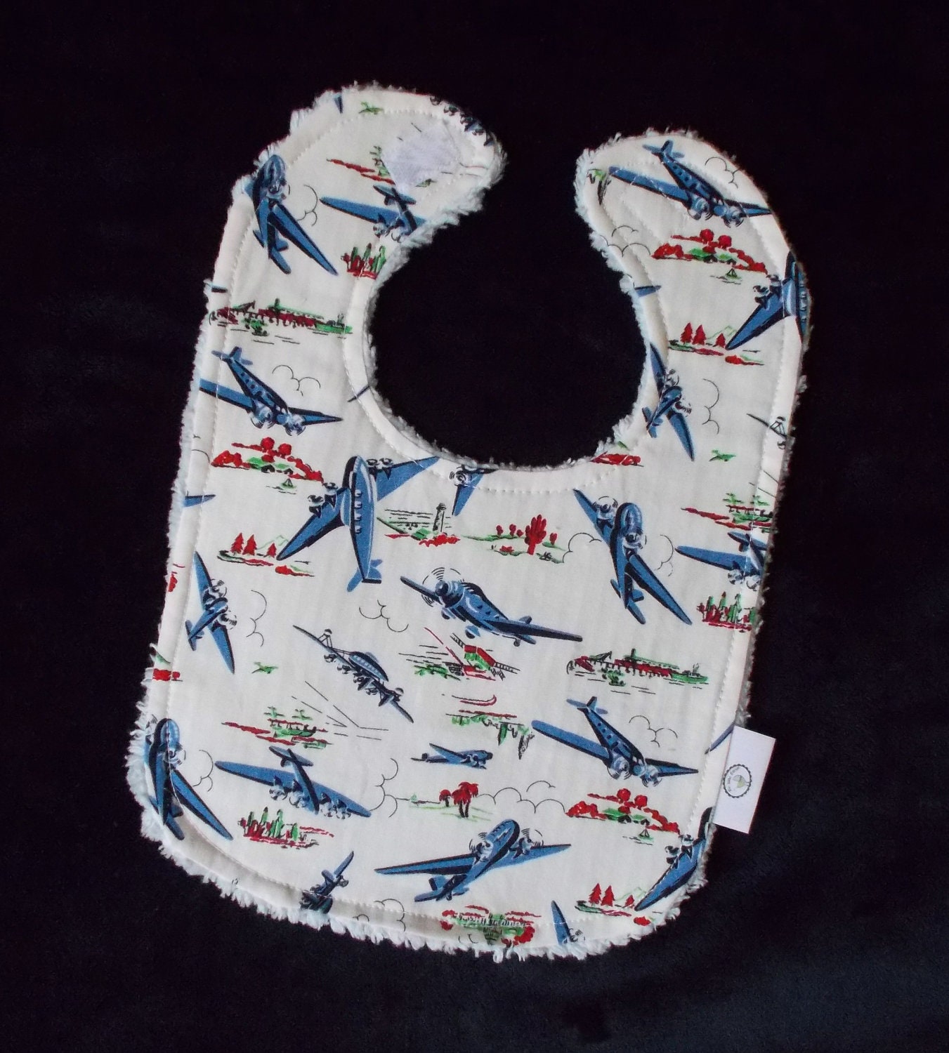 Retro Airplanes and Chenille Boutique Bib