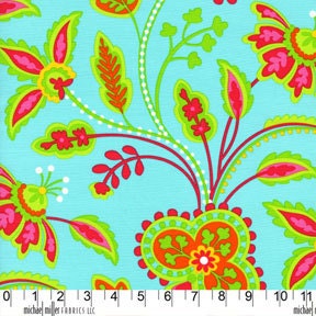 Garden Party Garden Floral Aqua Pillow and Maxfield Michael Miller Fabrics by the Yard