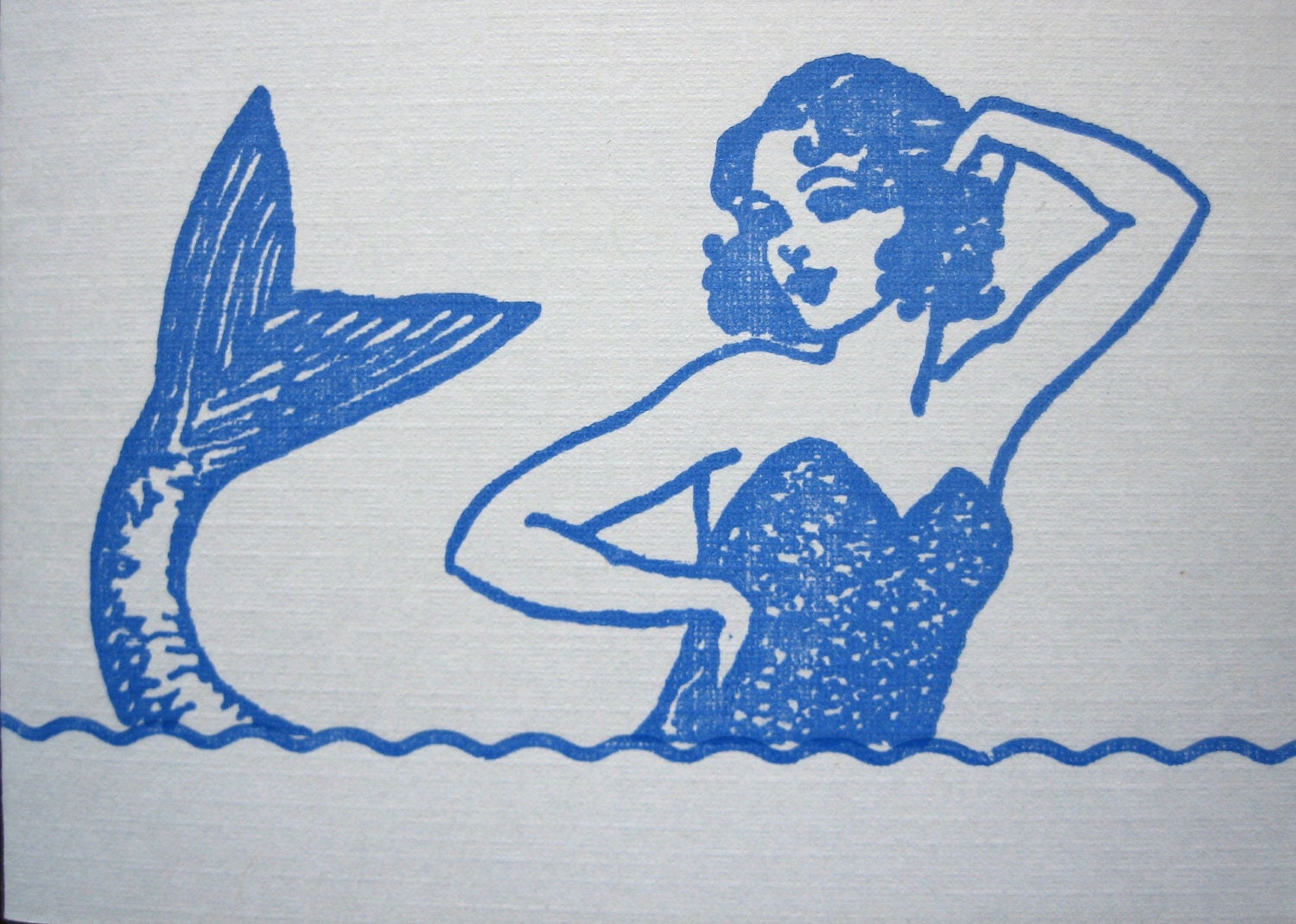 mermaid birthday letterpress card