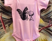 drumming squirrel onesie - light pink