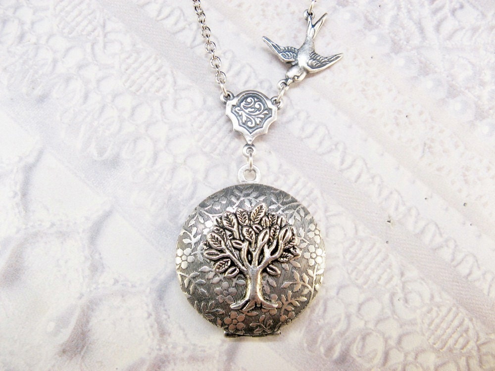 Silver Locket Necklace - The ORIGINAL Silver TREE Of LIFE Locket - Jewelry by BirdzNbeez - Mother's Day Wedding Birthday Bridesmaids Gift
