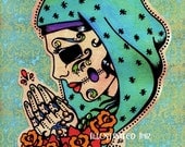 Day of the Dead VIRGIN MARY Dia de los Muertos Art Print 8 x 10