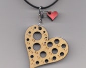 Heart Bamboolery reversible knitting needle gauge pendant with removable stitchmarker charm