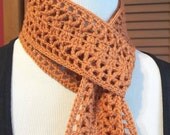 Skinny Lace Scarf in Butternut, Hand Crocheted OOAK
