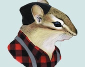 Chipmunk art print 5x7