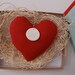 personalized heart ornament sewn in red organic canvas fabric with custom porcelain tile by Paloma's Nest