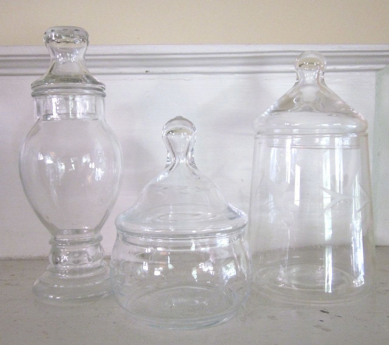 Vintage Apothecary Jars Candy Buffet set of 3 by Fishlegs