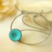 Sterling Silver Oval Frame Necklace Enamel Poppy Jewelry Made to order in Aqua or pick your favorite color