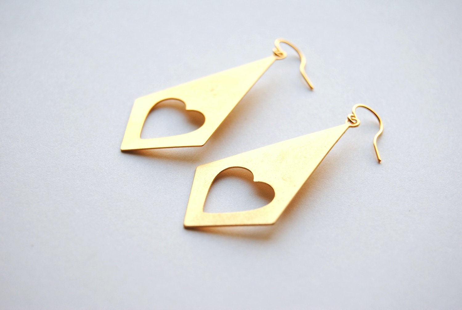 Diamond Heart Earrings - Handmade Jewelry - Free Shipping in the US - Summer Fashion