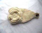 SALE TODAY. Crochet Headband Earwarmer headwrap in ivory cream  girls accessories  Handmade 1 to 4 years old