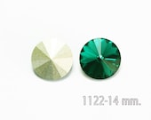 2 pcs. Swarovski Crystal Rivoli Emerald 14mm. 1122