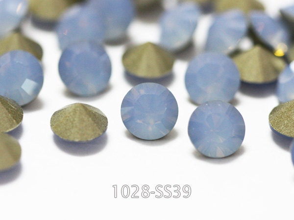 6pcs. Swarovski Chaton Air Blue Opal SS39 8mm.