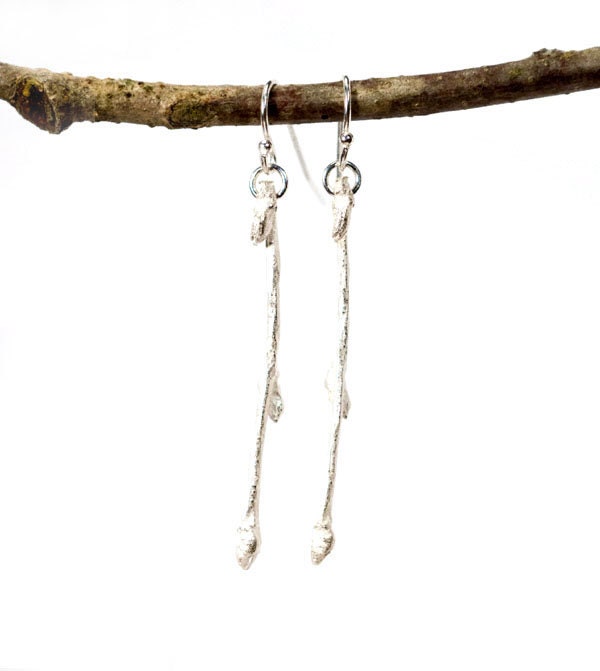 Ready to Ship. Budding Branch Earrings.  Free Shipping. Sterling Silver.