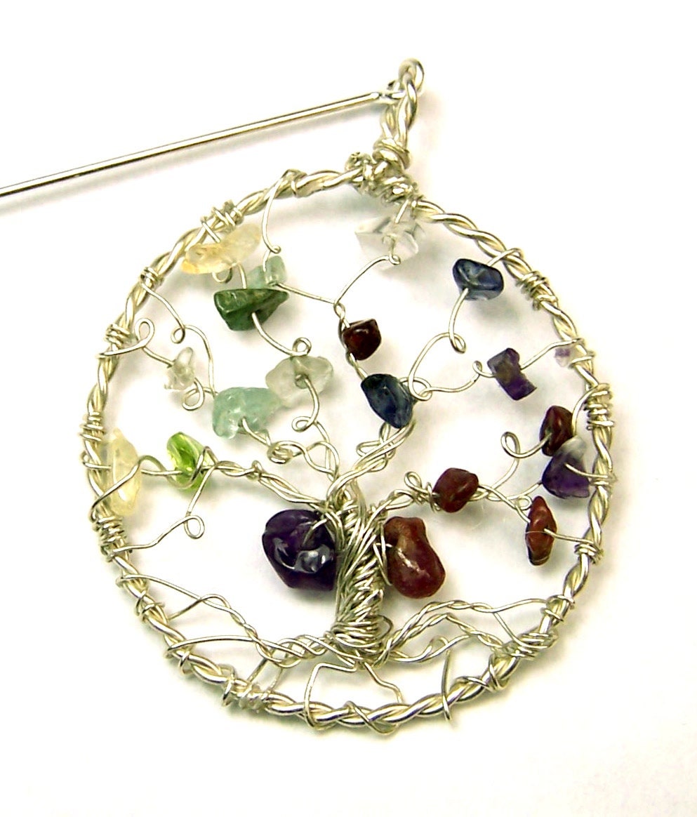 Birthstone Family Tree brooch pin - Sterling Silver - Personalized - Lapel pin- gemstone birthstones - mother grandmother jewelry
