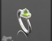 Peridot Heart and Diamond Ring - August Birthstone Ring - LS1390