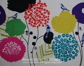 Echino Fabric by Estuko Furuya - Wildflower Border Print in Natural - Half Yard