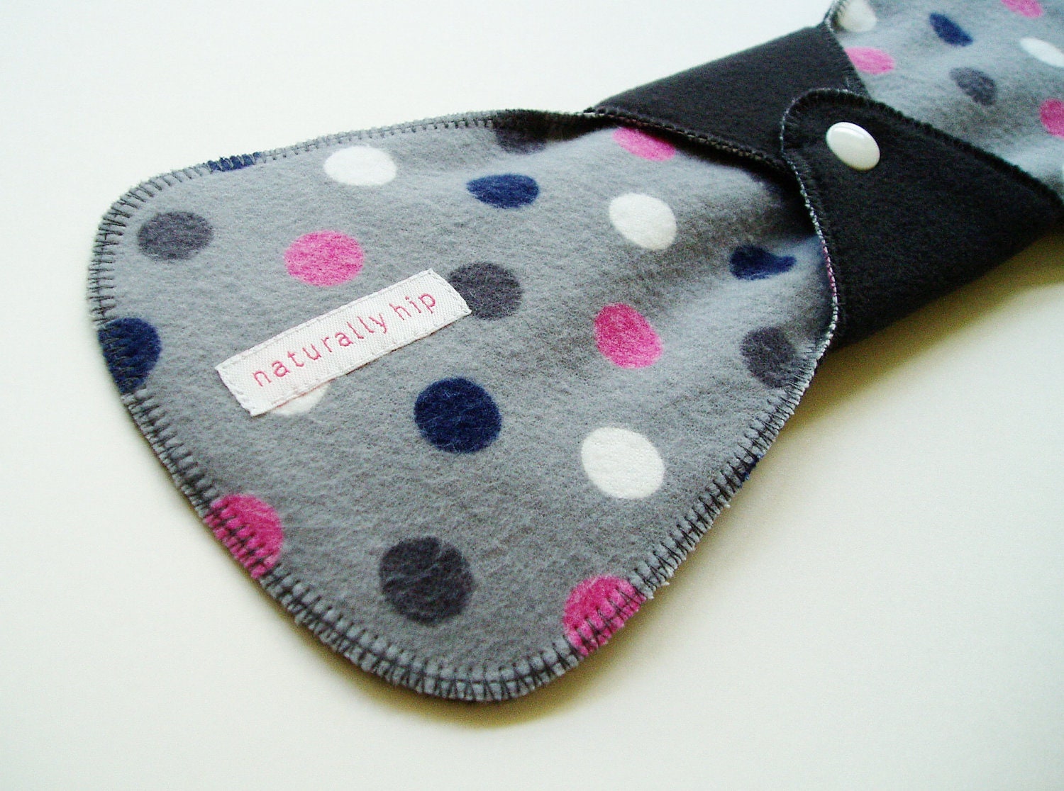 13" Microfleece Heavy Cloth Menstrual Pad - Gray Dots